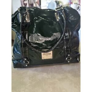 Guess dark green croc print large shoulder bag